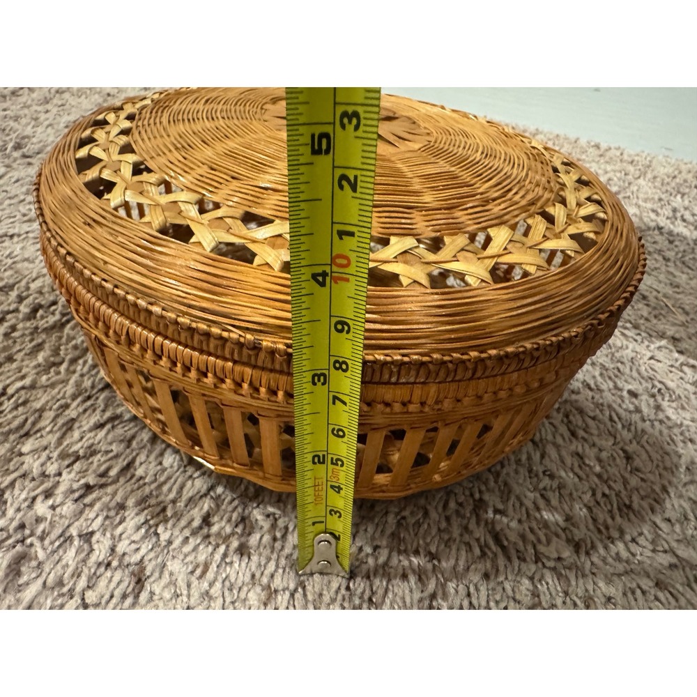 Vintage Woven‎ Lidded Basket – Boho Storage Décor - Picture 8 of 8